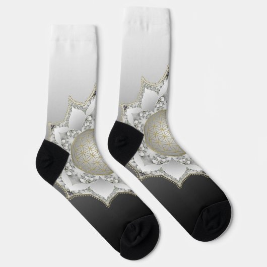 Bloem van het leven - bloesems Mandala 1 Sokken (Rechts)
