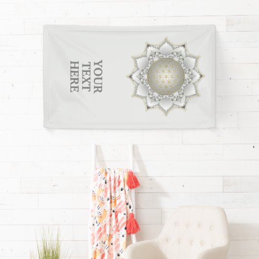 Bloem van het leven - bloesems Mandala 1 Spandoek (Insitu)