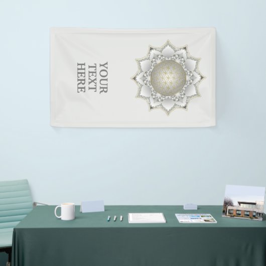 Bloem van het leven - bloesems Mandala 1 Spandoek (Beurs)