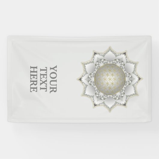 Bloem van het leven - bloesems Mandala 1 Spandoek (Horizontaal)