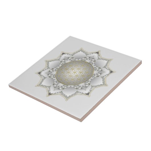 Bloem van het leven - bloesems Mandala 1 Tegeltje (Zijkant)
