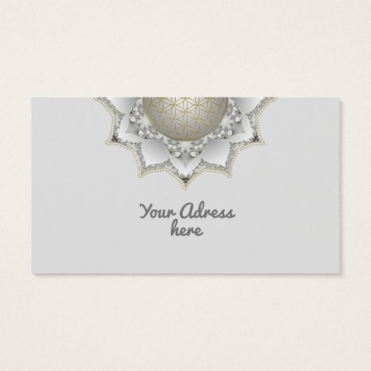 Bloem van het leven - bloesems Mandala 1 Visitekaartje (Achterkant)