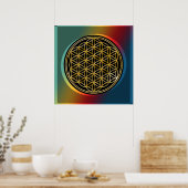 Bloem van het Leven / Blume des Lebens - goud Poster (Keuken)