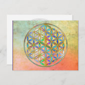 Bloem van het leven / Blume des Lebens - gouden kl Briefkaart (Voorkant / Achterkant)