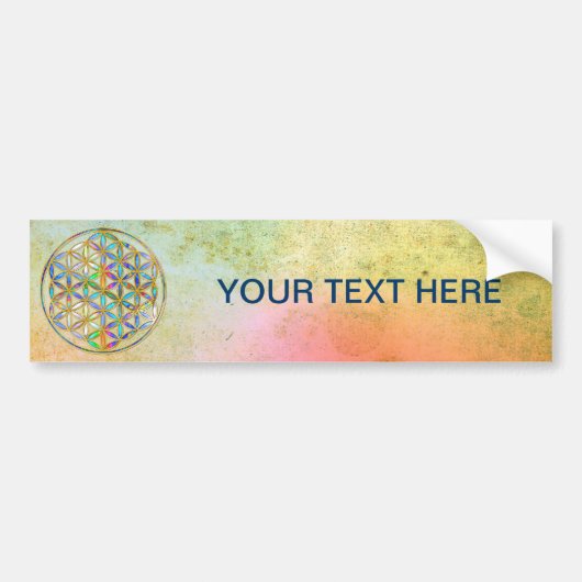 Bloem van het leven / Blume des Lebens - gouden kl Bumpersticker (Voorkant)