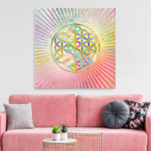 Bloem van het leven / Blume des Lebens - gouden kl Canvas Afdruk (Insitu (Woonkamer))