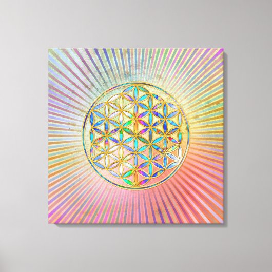 Bloem van het leven / Blume des Lebens - gouden kl Canvas Afdruk (Voorkant)