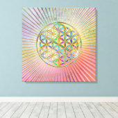 Bloem van het leven / Blume des Lebens - gouden kl Canvas Afdruk (Insitu (Houten vloer))
