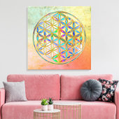 Bloem van het leven / Blume des Lebens - gouden kl Canvas Afdruk (Insitu (Woonkamer))