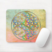 Bloem van het leven / Blume des Lebens - gouden kl Muismat (Met muis)