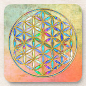 Bloem van het leven / Blume des Lebens - gouden kl Onderzetter (Voorkant)