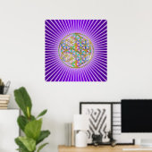 Bloem van het leven / Blume des Lebens - gouden kl Poster (Thuiskantoor)