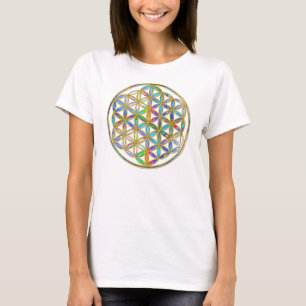 Bloem van het leven / Blume des Lebens - gouden kl T-shirt