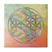 Bloem van het leven / Blume des Lebens - gouden kl Tegeltje (Voorkant)