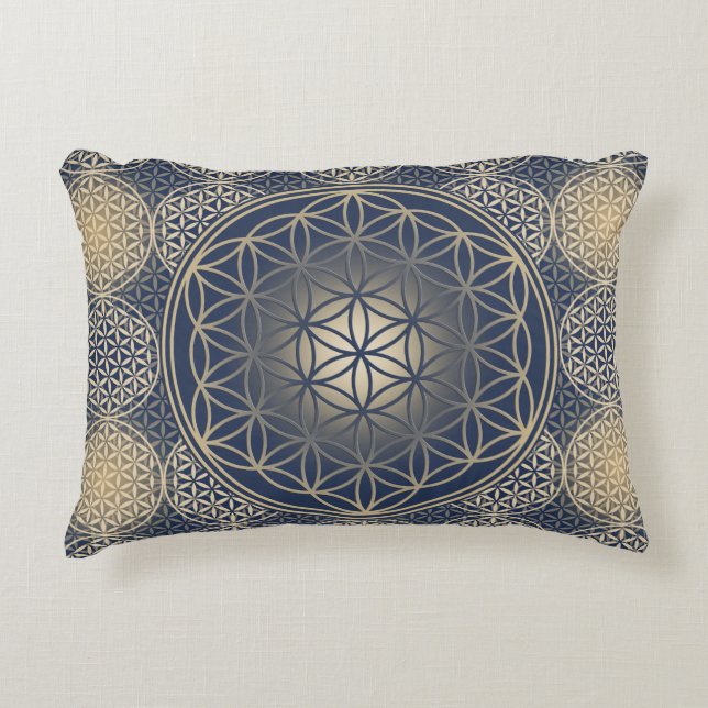 Bloem van het Leven / Blume des Lebens - Knop VIII Decoratief Kussen (Voorkant)