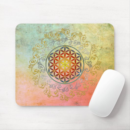 Bloem van het leven / Blume des lebens - Ornament  Muismat (Met muis)