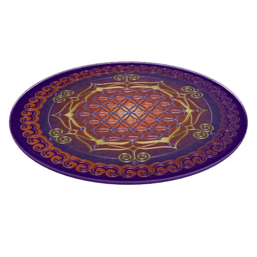 Bloem van het leven / Blume des lebens - Ornament  Snijplank (Hoek)