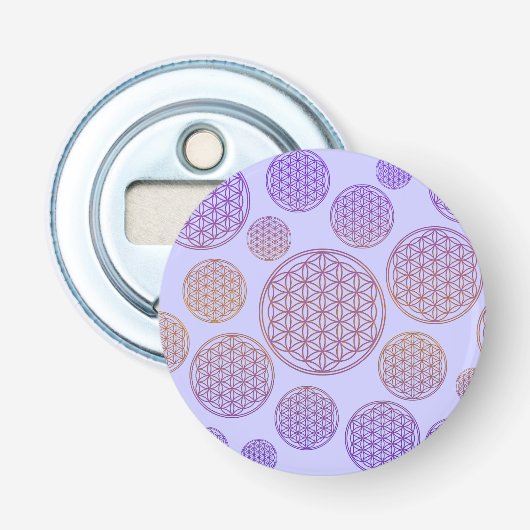 Bloem van het leven / Blume des Lebens - patroonvi Button Flesopener (Voorkant)