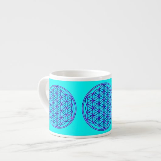 Bloem van het leven / Blume des Lebens - roze blau Espresso Kop (Links)