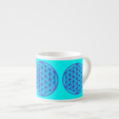 Bloem van het leven / Blume des Lebens - roze blau Espresso Kop (Voorkant rechts)