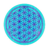 Bloem van het leven / Blume des Lebens - roze blau Snijplank (Voorkant)