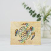 Bloem van het leven / Blume des Lebens - schildpad Briefkaart (Staand voorkant)