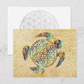 Bloem van het leven / Blume des Lebens - schildpad Briefkaart (Voorkant / Achterkant)