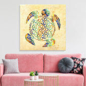 Bloem van het leven / Blume des Lebens - schildpad Canvas Afdruk (Insitu (Woonkamer))