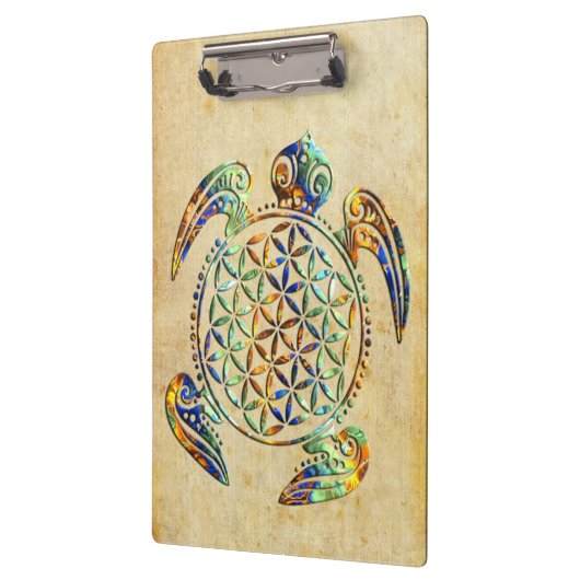 Bloem van het leven / Blume des Lebens - schildpad Klembord (Links)