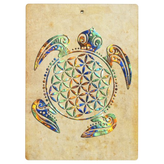 Bloem van het leven / Blume des Lebens - schildpad Klembord (Achterkant)