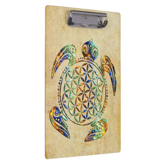 Bloem van het leven / Blume des Lebens - schildpad Klembord (Rechts)