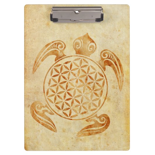 Bloem van het leven / Blume des Lebens - schildpad Klembord (Voorkant)