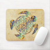 Bloem van het leven / Blume des Lebens - schildpad Muismat (Met muis)