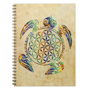 Bloem van het leven / Blume des Lebens - schildpad Notitieboek