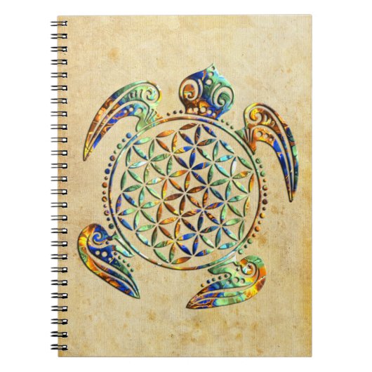Bloem van het leven / Blume des Lebens - schildpad Notitieboek (Voorkant)