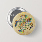 Bloem van het leven / Blume des Lebens - schildpad Ronde Button 5,7 Cm (Voorkant /achterkant)