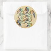 Bloem van het leven / Blume des Lebens - schildpad Ronde Sticker (Tas)
