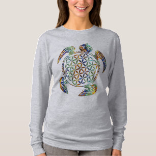 Bloem van het leven / Blume des Lebens - schildpad T-shirt