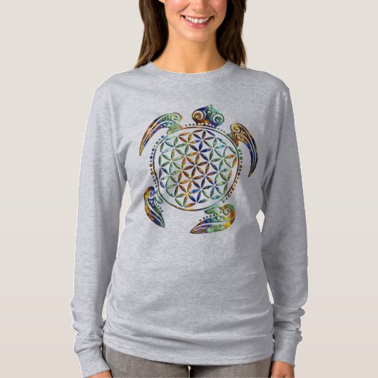 Bloem van het leven / Blume des Lebens - schildpad T-shirt (Voorkant)