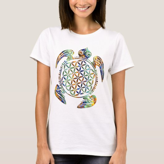 Bloem van het leven / Blume des Lebens - schildpad T-shirt (Voorkant)