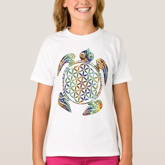 Bloem van het leven / Blume des Lebens - schildpad T-shirt (Voorkant)