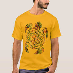 Bloem van het leven / Blume des Lebens - schildpad T-shirt