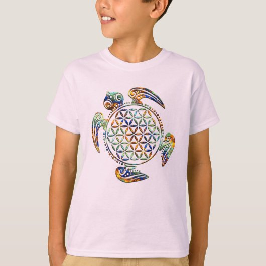 Bloem van het leven / Blume des Lebens - schildpad T-shirt (Voorkant)