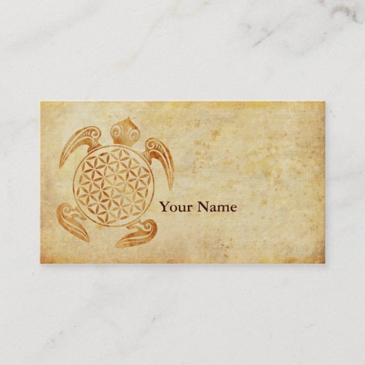 Bloem van het leven / Blume des Lebens - schildpad Visitekaartje (Voorkant)