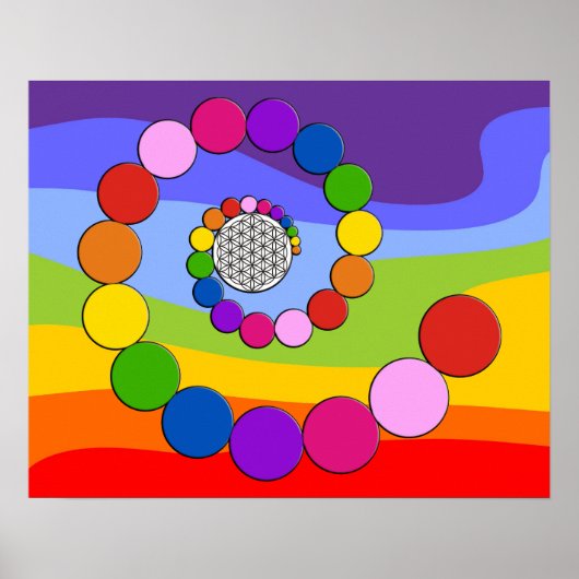 Bloem van het leven / Blume des Lebens - spiraalvo Poster (Voorkant)