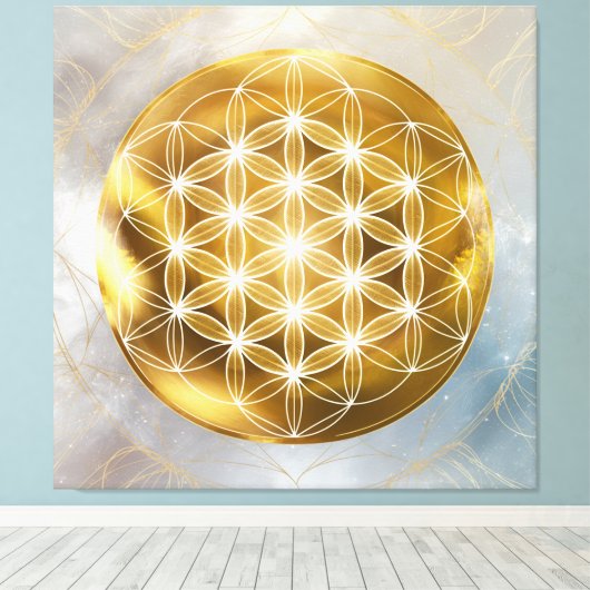 Bloem van het Leven Canva Print (Insitu (Houten vloer))