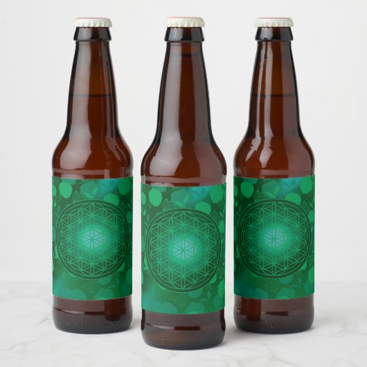 bloem van het leven, chakra, zen, heilige geometri bier etiket (Flessen)