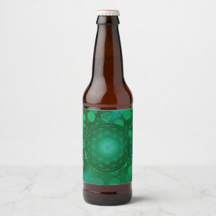 bloem van het leven, chakra, zen, heilige geometri bier etiket