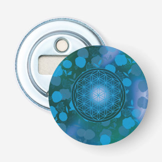 bloem van het leven, chakra, zen, heilige geometri button flesopener