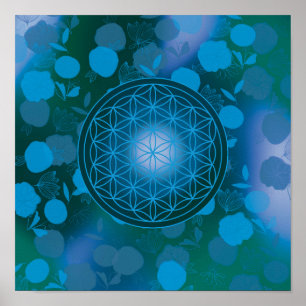 bloem van het leven, chakra, zen, heilige geometri poster